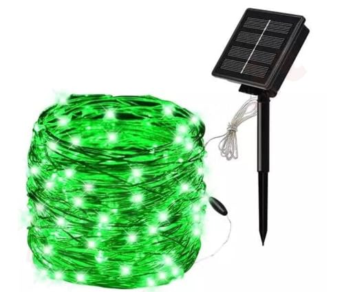 Tubo Natalizio Led ad Energia Solare 22Mt, Luci Luminose di Natale da Esterno, Corda IP65 8 Modalità per Giardini, Decorazioni Natalizie, Feste, Pannello con batteria ricaricabile (Verde, 22)