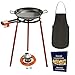 Makumba Kit Paellero 35 cm Gas Butano Garcima, paellera de 40 cm, Regulador de Gas + Manguera, Juego de 3 Patas, Mandil de Cocina, guía de Instrucciones y Recetas.