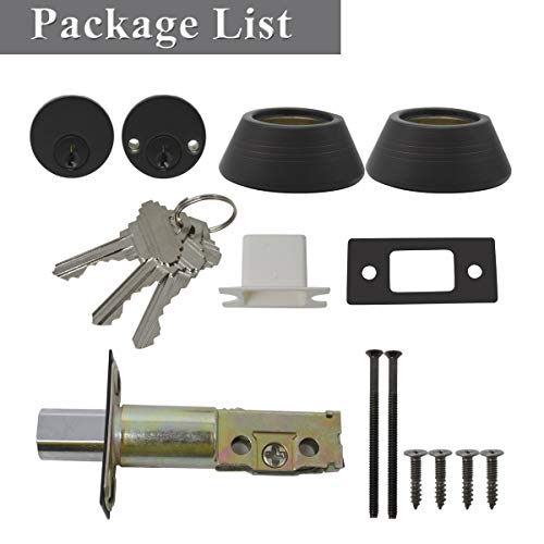 Probrico Round Deadbolt Oil Rubbed Bronze Double Cylinder Lock For Interior And Exterior, 1 Pack #TOP5
