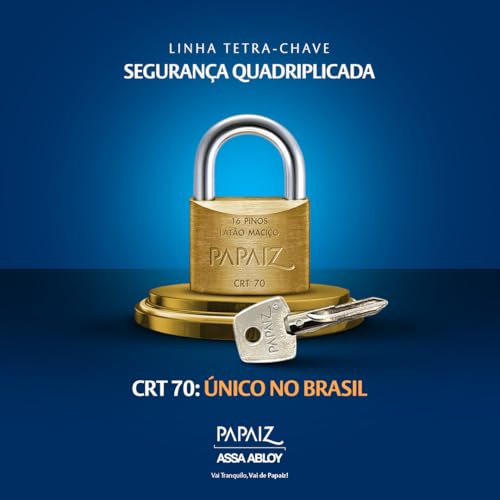 Cadeado com Tetra Chave 70mm em Latão CRT70 Papaiz