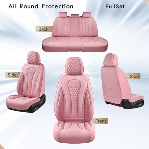 Image of Coverado Car Seat Covers Full Set, Pink Seat Covers, Waterproof Car Seat Cover, Car Seat Cushion, Car Seat Covers Front Seats Back Seat Covers, Car Seat Protector Universal Fit Most Cars