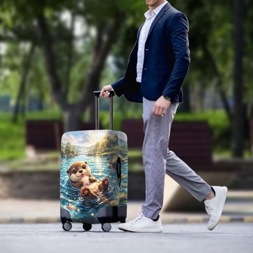 Image of Mumeson Otter Luggage Cover Protector Suitcase Cover Spandex Travel Luggage Cases Fit 18-32 Inch Washable Suitcase Protective