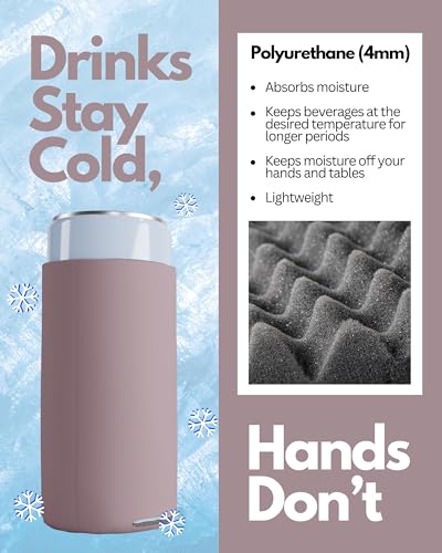 Image of PartyPrints 25 Pack Dusty Rose Blank Slim Can Cooler Sleeves | Plain Seltzer Customizable Bulk Coolers for Beer Bottles & 12oz Tall Cans | Skinny Collapsible Drink Insulated Sleeve