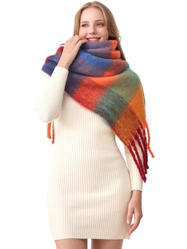 HOTIAN Damen Schal Winter Warm Schal Bunte Thick Wrap Schals