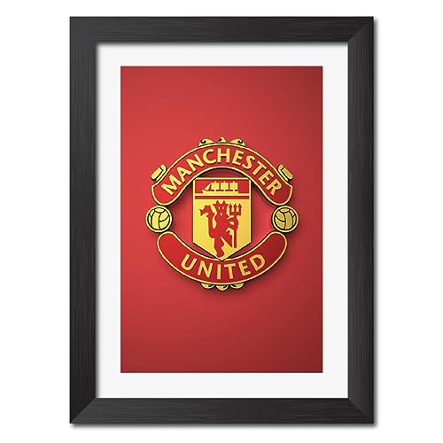Image of TenorArts Manchester United Poster Football 3D Textured Logo Print Laminated Photo Frame Painting with Matt Finish Black Tectures (9 inches x 12inches)