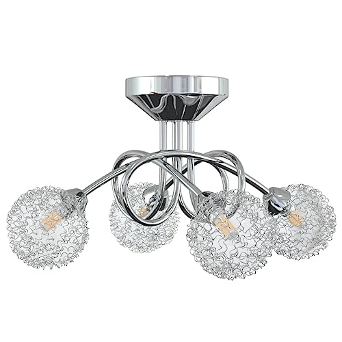 vidaXL Lámpara de Techo con Pantallas de Alambre 4 Bombillas LED G9 Iluminación Colgante Sala de Estar Dormitorio Restaurante Interior