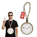 Hip Hop Rapper Orologio Oversize Bianco Coniglio Orologio Non Funzionante Oro, Taglia unica