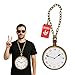 Hip Hop Rapper Clock Oversized White Rabbit Clock Non-Functioning Gold, One Size
