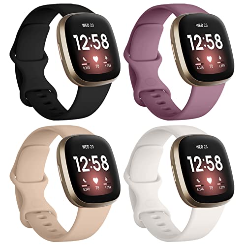 Dirrelo Compatible with Fitbit Versa 3/4 Bands & Sense 2 Bands for Women, Soft Replacement Sport Strap Band for Versa 3/4 Sense 2 Smart Watch (Large, Black/Smoke Violet/Milk Tea/Starlight) by Dirrelo - Used condition - US$9.21
