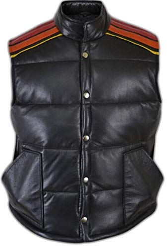 Men's Vintage Tyler Durden Fight Club Biker Rider Simpson Puffer Cafe Racer Lambskin Leather Vest