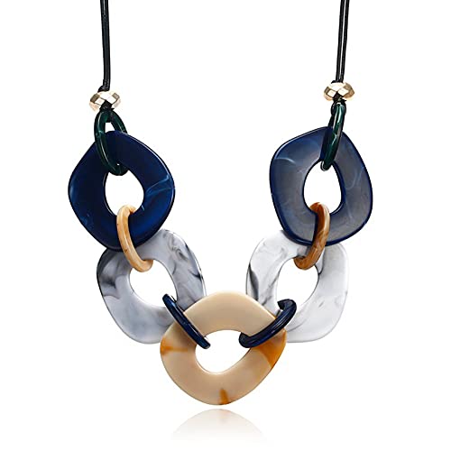 Caiyao Punk Acrylic Geometric Choker Necklace Colorful Adjustable Resin Acetate Sweater Chunky Necklaces Vintage Large Choker Collar Delicate Statement for Women Fashion Jewelry-color B