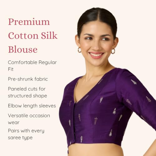 Image of Studio Shringaar Women's Handloom Cotton Silk Readymade Saree Blouse with Underarm Sweat Pads (Pack of 14 Pads)