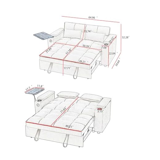 3-in-1 Folding Convertible Sofa Bed
