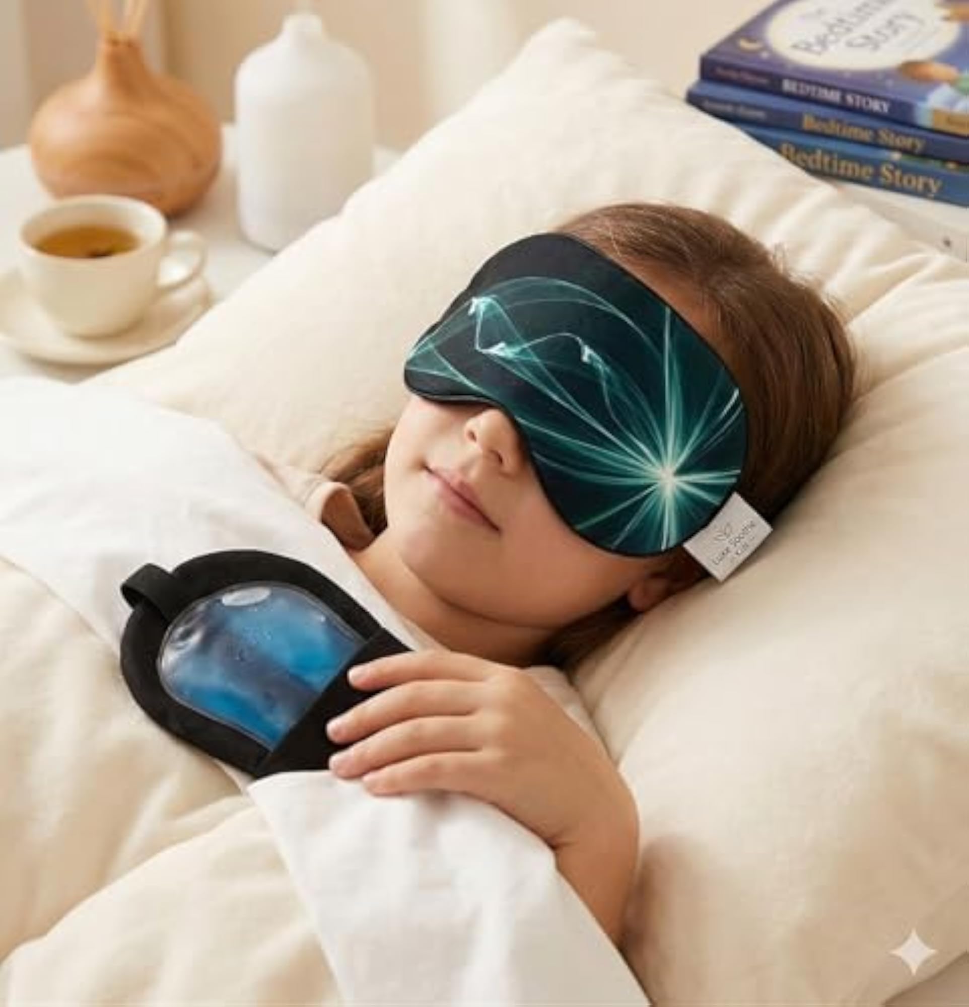 Cooling Gel Eye Mask with Black Cover, Comfortable Sleep