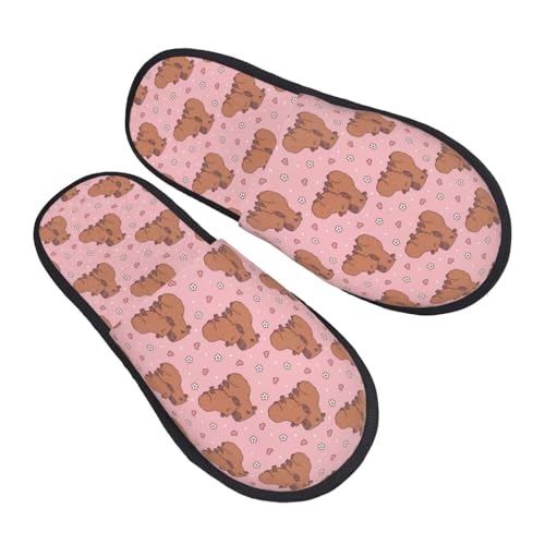 Heart Capybara Print Women Slippers Home Furry Shoes Keep Men Couples Shoes Warm For Women-2