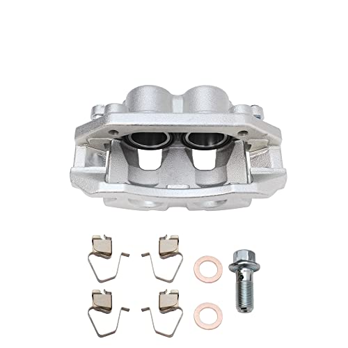 Image of Detroit Axle - Front Brake Kit for 2005-2008 Dodge Dakota 2006-2009 Mitsubishi Raider Drilled & Slotted Brake Rotors Disc Brakes Caliper w /Bracket 2007 Replacement