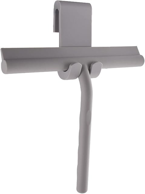 Kenkor Shower Squeegee Silicone Shower with Holder Bathroom Wiper 21 cm Wide Silicone Window Squeegee with Stainless Steel Core for Shower, Bathroom, Mirror, Glass Cleaning, Tiles (Grey)