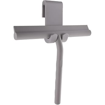 Kenkor Shower Squeegee Silicone Squeegee Shower with Holder Bathroom Wiper 21 cm Wide Window Squeegee Made of Silicone with Stainless Steel Core for Shower Bathroom Mirror Glass Cleaning Tiles Grey