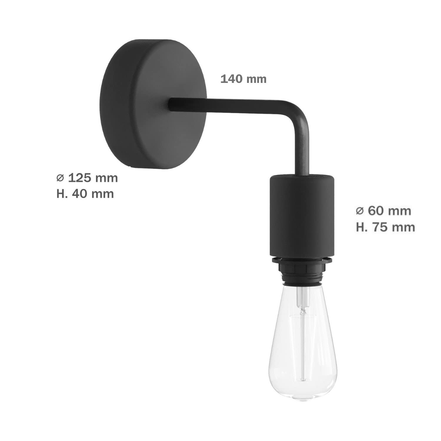 creative cables Fermaluce für Lampenschirme EIVA ELEGANT mit L-förmiger Verlängerung, Lampenbaldachin und wasserdichter IP65- Lampenfassung - Ohne Glühbirne, Weiß
