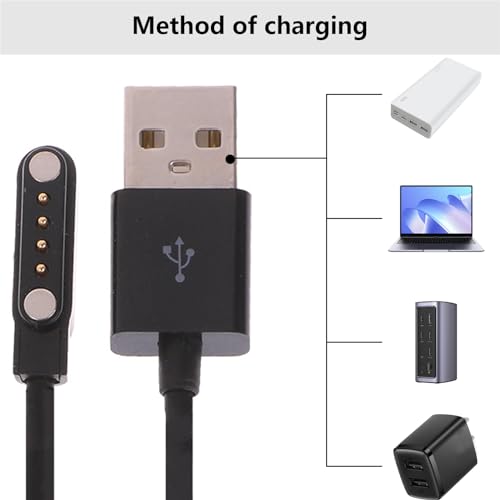 Cable de carga USB con base estable para correas de metal y cuero de smartwatch 3