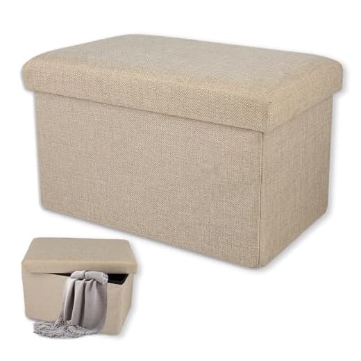 Flearitzo Pouf de Rangement - Pouf CoffreTabouret Rangement Pouf Pliable Boîte de Rangement pour Jouets Enfants 40 x 25 x 25 cm Idéal pour Chambre Salon Couloir etc (Beige)