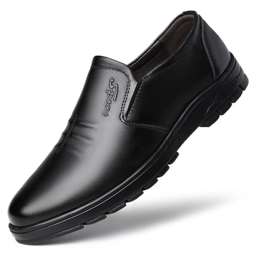 Men's Summer Slip On Leather Shoes Soft Sole Business Casual Comfortable Dad Footwear