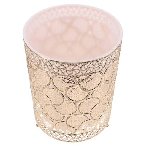 MUCKLILY Cubo de Basura de Lujo Papelera Metálica Elegante Baño Dormitorio Cocina Contenedores de Basura para Uso Doméstico Redondo para Oficina Sala de Estar
