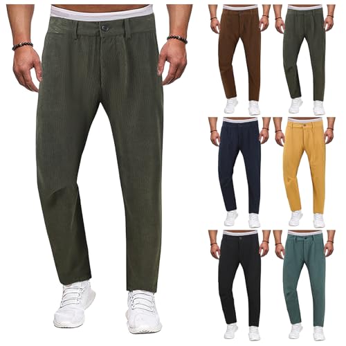 evzosrz Mens Corduroy Pants Casual Straight Regular Fit Stretch Soft Pant Thicken Trousers Outdoor Solid Sweatpant Suit Pant3