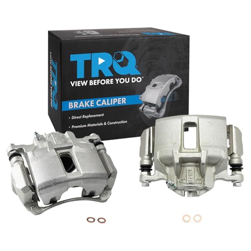 Image of TRQ Front Brake Caliper Set Zinc Coated Brackets Hardware Compatible with 2003-2007 Honda Accord