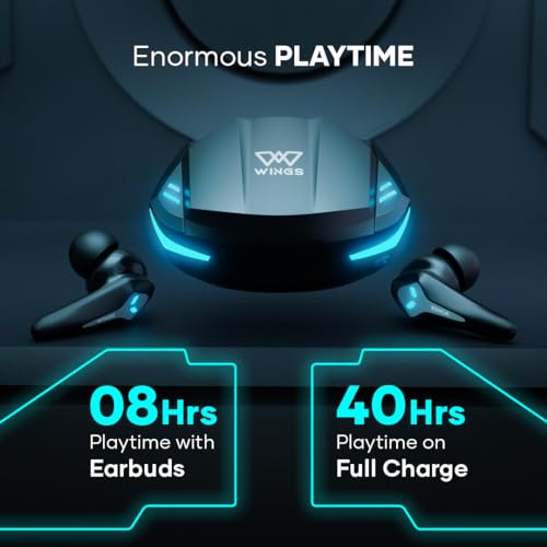 Image of Wings Phantom 320 Gaming in Ear Earbuds Earbuds with Bluetooth 5.3, Best Gaming Earphones with Gaming Mode 40ms Latency, Earpods Sync App Support, New Earbuds with Gaming Inspired Design