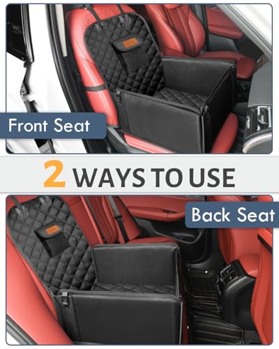 Looxmeer Hunde Autositz Extra Stabiler für Kleine Mittlere Hunde Ganz Schwarz