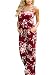 AMiERY Womens Summer Comfy Floral Printed Jumpsuit Halter Sleeveless Wide Leg Lounge Long Pants Beach Strap Jumpsuits Rompers (M, Wine Red)