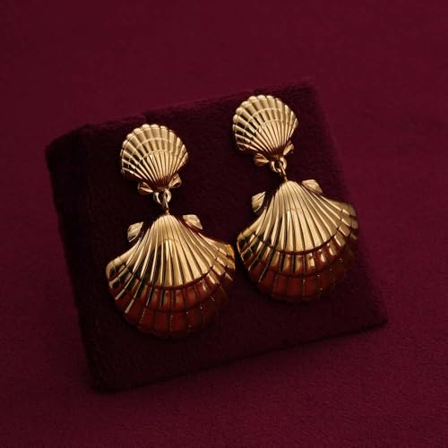 Image of PALMONAS Shell Drop Earring for Women - Gift for Girls & Women | Waterproof & Anti-Tarnish Earrings