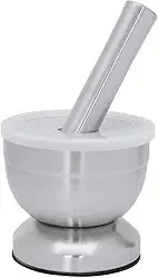 Mimo Style Pilão com Socador Feito Inteiramente em Aço Inoxidável. Resistente, Durável e Não Tóxico. Sua Base Antideslizante Torna Fácil Moer Qualquer Ingrediente .AC20281