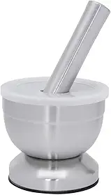 Mimo Style Pilão com Socador Feito Inteiramente em Aço Inoxidável. Resistente, Durável e Não Tóxico. Sua Base Antideslizante Torna Fácil Moer Qualquer Ingrediente .AC20281