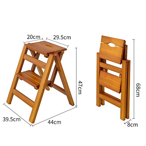 Folding Ladder Staircase Multi-Functional Folding Solid Wood Ladder Stool,Step Stool Household Muliti-Color Stool Step Ladder Foldable Stepladder,White,Two