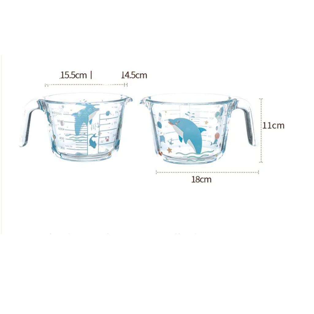 Taza medidora de Vidrio con Escala, Taza de Leche doméstica Resistente a Altas temperaturas, huevera Batida for Hornear en la Cocina con Mango, Taza medidora de Agua(1000ml)