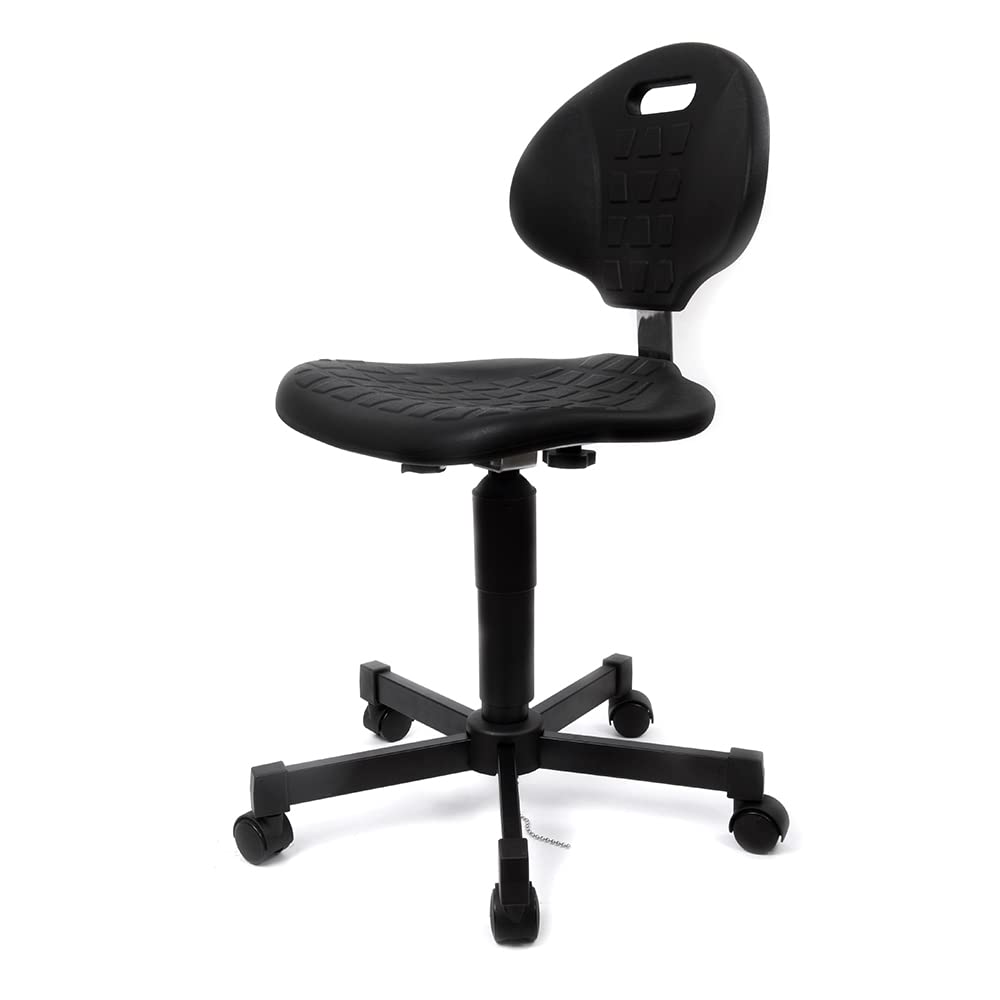 Ergonomischer hocker höhenverstellbar werkstatthocker mit Rollen arbeitsstuhl rollsitz Polyurethan-Stuhl mit robuster Stahlbasis 40 cm ~ 53 cm