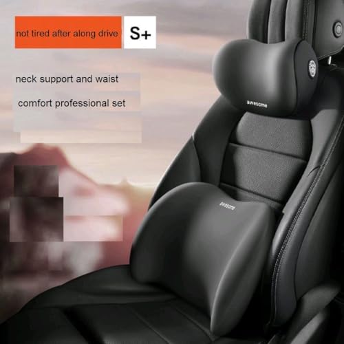 Image of Car Neck Rest Pillow for Head Rest Memory Foam Neck Support, Car Pillows and Cushions for Head & Neck Support in Travel for All Car Support (Combo Brown)