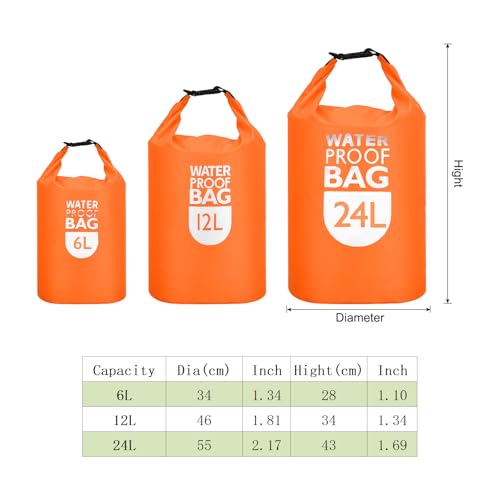 PATIKIL 12L Bolsa seca impermeable, bolsa de almacenamiento portátil y ligera con cierre enrollable para gimnasio, kayak, senderismo, natación y camping, color naranja miniatura 2