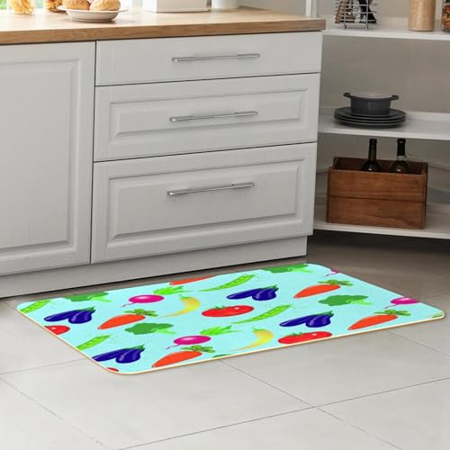Alfombrillas de cocina absorbentes lavables con tomates y berenjenas 7