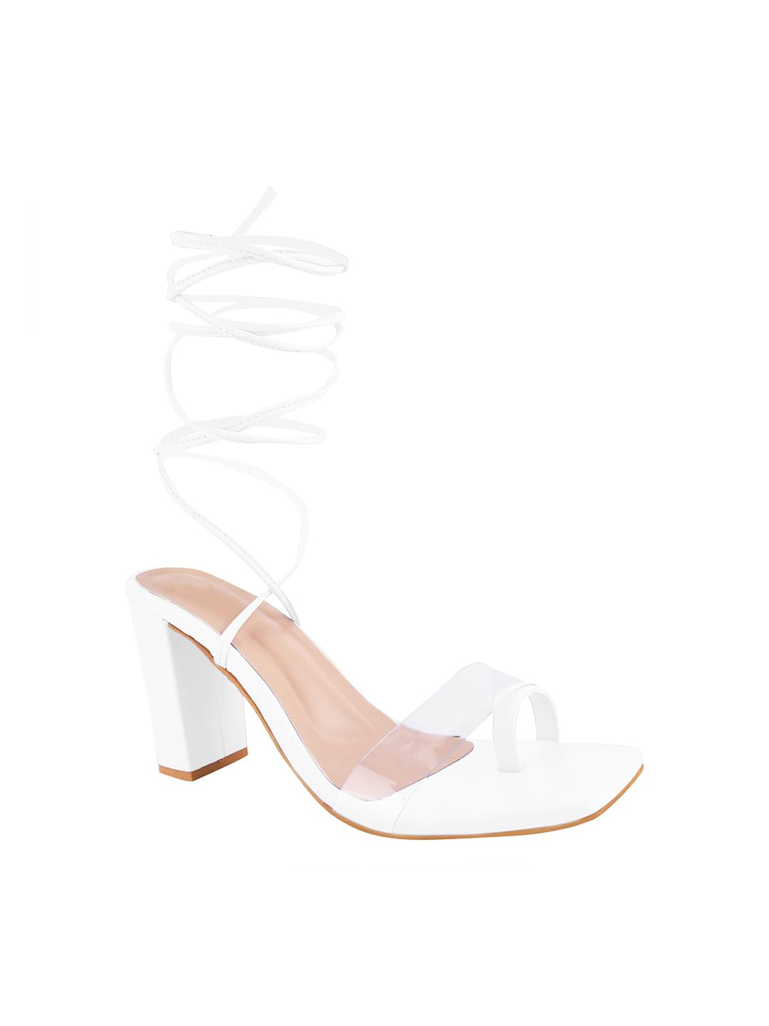 TRYME Transparent Block Heel Sandal Strappy Heels Sandal Comfortable Trendy Sandals for Women & Girls (B0CJJV8CZ3) Amazon Price History, Amazon Price Tracker