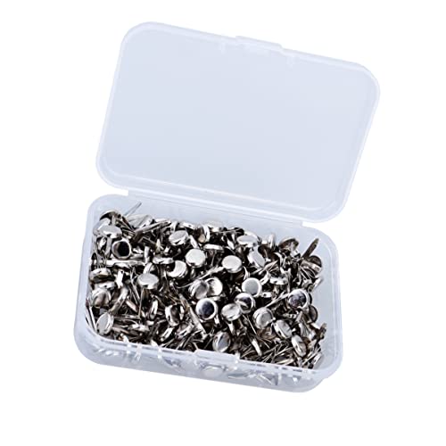 Veemoon 200Pcs Metal Paper Fasteners Brass Plated Brads with Storage Box for Crafts and DIY Projects Round for Scrapbooking Photos and Ribbons