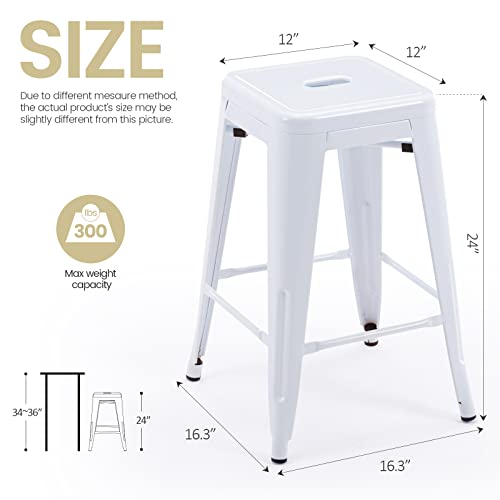 Vogue Furniture Direct 24" High Barstools Backless White Metal Barstool Indoor-Oudoor Counter Height Stool With Square Seat, Set Of 2 - Vf1571004 #TOP4