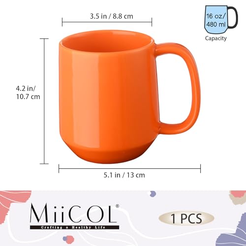 Miicol Keramik-Kaffeebecher, 16 oz großer Kaffeebecher, Teebecher mit Griff, Flachboden-Becher für Damen und Herren, Büro… – Ansicht 3