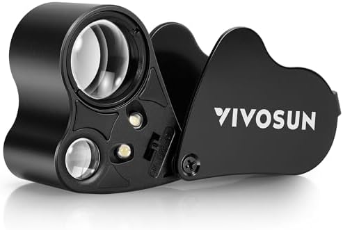 VIVOSUN 30X 60X Illuminated Jewelers Loupe Foldable Magnifier with LED Light for Jewelry Gems Watches Coins Stamps Antiques Black