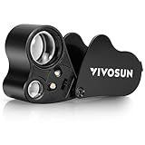 VIVOSUN 30X 60X Illuminated Jewelers Loupe Foldable Magnifier with LED Light for Jewelry Gems Watches Coins Stamps Antiques Black