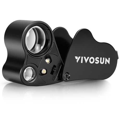 VIVOSUN 30X 60X Illuminated Jewelers Loupe Foldable Magnifier with LED Light for Jewelry Gems Watches Coins Stamps Antiques Black
