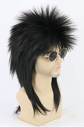 LeMarnia Unisex Adult 80s Mullet Wig Black Halloween Costume Fancy Party Wig, 23.25 inches - Image 4