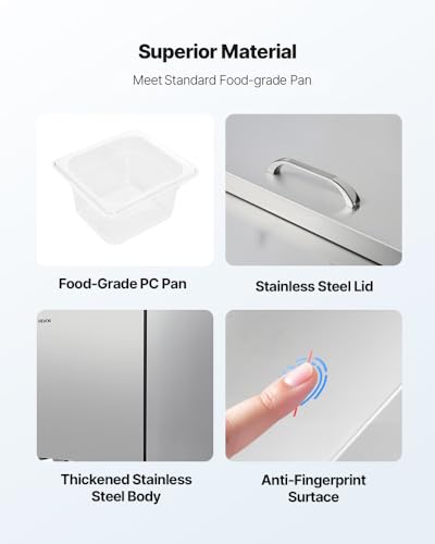 Image of VEVOR 60 inchW Commercial Refrigerator, 15.4 Cu. Ft Sandwich Prep Refrigerated Table, Mega Top Food Prep Fridge with 24 Pans and Cutting Board, Stainless Steel Salad Prep Cooler for Restaurant, Food Truck